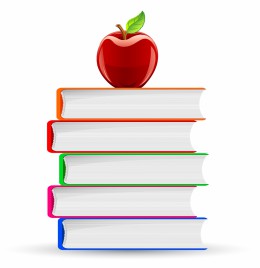 Stack of Book and Red Apple