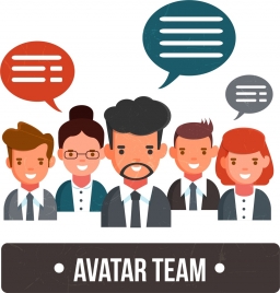 staff avatars icons speech baubles decor colored cartoon