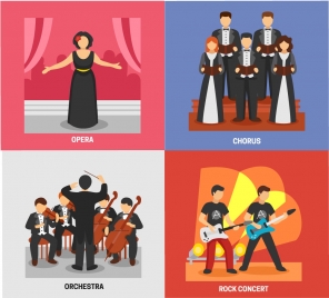 stage performance concepts illustration with various types