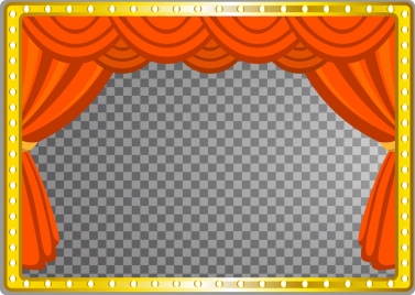 stage template red curtain neon frame flat design