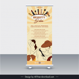 standee beauty salon advertising template handdrawn classic lines