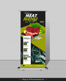 standee delicious food menu template meat leaves decor