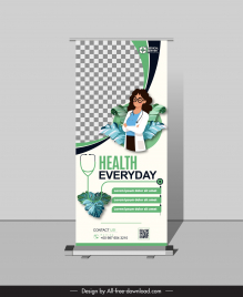 standee medical healthcare banner template elegant leaves medical elements
