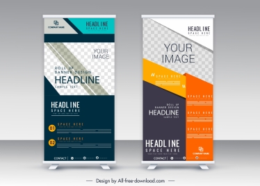 standee roll banner template colorful vertical modern design