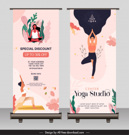 standee yoga banner template elegant classic cartoon sketch