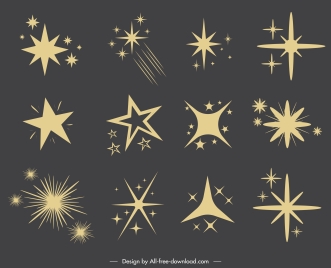 stars icons dynamic sparkling shapes classic flat design