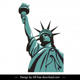 statue of liberty sign icon classic flat handdrawn sketch