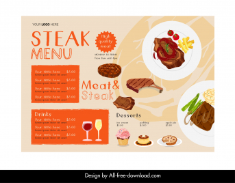 steak house menu template elegant flat classic