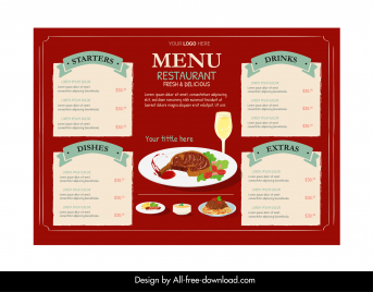 steak restaurant menu template elegant classic design