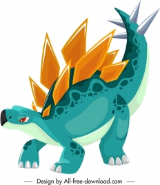 stegosaurus dinosaur icon colored cartoon character sketch