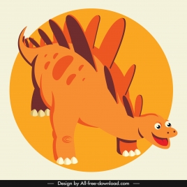 stegosaurus dinosaur icon cute cartoon character orange decor