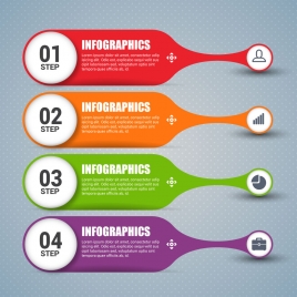 steps infographic design with colorful horizontal banner