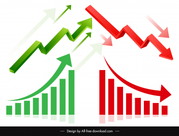 stock market design elements dynamic arrows charts sketch