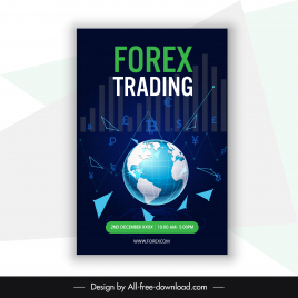 stock market forex trading poster dynamic globe currency elements decor