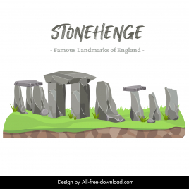 stonehenge famous landmarks of england advertising poster flat classic sketch