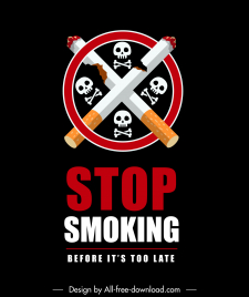 stop smoking banner template cigarettes skulls symmetry