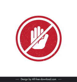 stop stamp template flat classical crossed hand circle shape