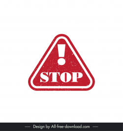 stop stamp template flat triangle shape exclamation sign