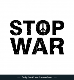 stop war sign banner vintage flat texts design