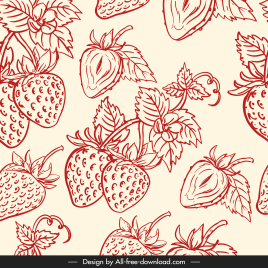 strawberry pattern flat classical handdrawn sketch