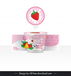 strawberry yogurt packaging template elegant dynamic