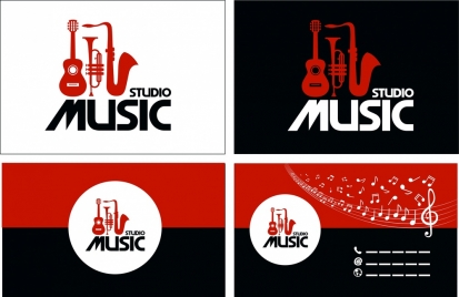 studio music design elements red instrument icons style