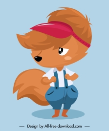 stylized fox icon cute cartoon character sketch