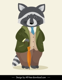 stylized raccoon icon elegant stylized sketch cartoon character