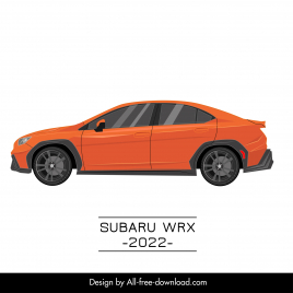 subaru wrx 2022 car model icon modern flat side view design