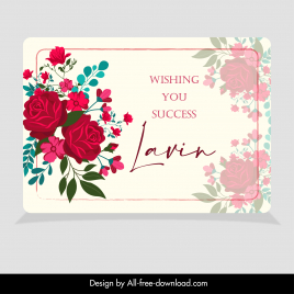success wishing card template elegant flora decoration