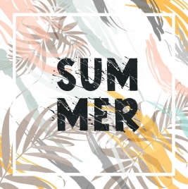 summer background leaves icons colorful grunge decor