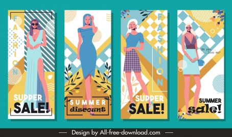 summer fashion sale flyers colorful female model decor