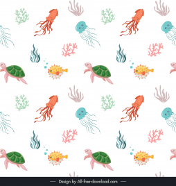 summer ocean pattern cute repeating cartoon species