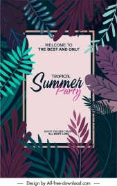 summer party poster dark classic design leaves decor