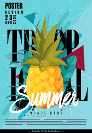 summer poster pineapple sketch colorful classic grunge decor