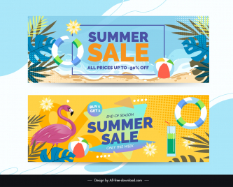summer sale banner template sea scene elements
