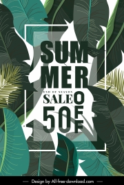 summer sale poster luxuriant leaves decor