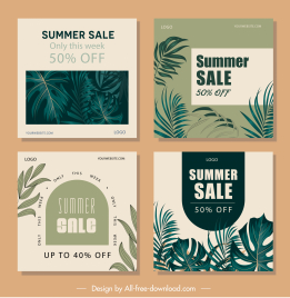 summer sale poster templates dark classical leaves decor