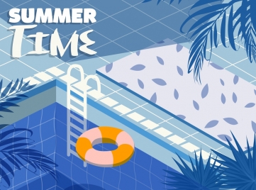 summer time banner swimming pool icon decor