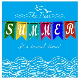 summer time banner with sea and texts illustration
