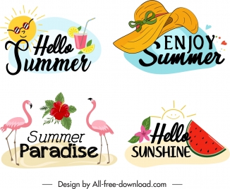 summer time logo templates classical symbols sketch