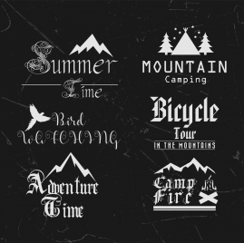 summer tour logotypes collection black white calligraphic decoration