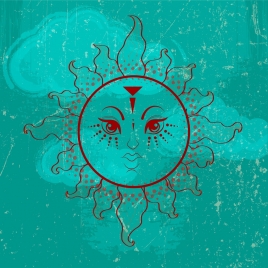 sun background grunge blue decoration stylized design