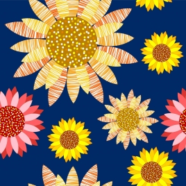 sunflowers background various multicolored flat icons