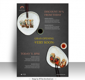 sushi poster discount template elegant contrast food decor