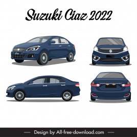 suzuki ciaz 2022 car models templates different views sketch modern design