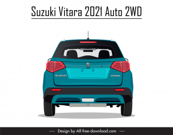 suzuki vitara 2021 car model advertising banner modern symmetric  back view sketch
