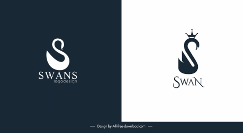 swan logo templates contrast flat swirled shapes design