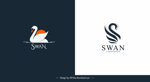swan logo templates simple flat handdrawn sketch