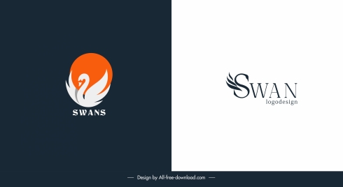 swan logotypes flat shapes texts sketch